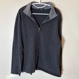J. Crew Charcoal Gray 100% Cotton Quarter Zip Pullover Sweatshirt‎ Size Large